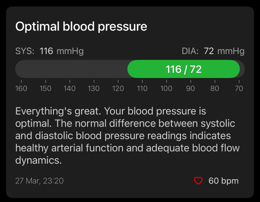blood pressure measurement result in iOS app