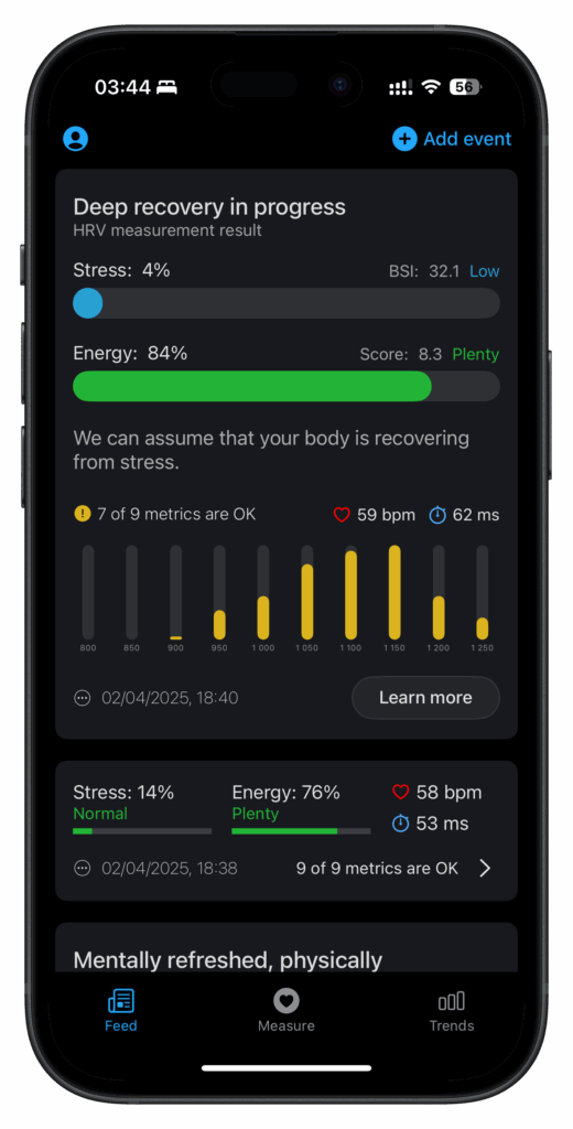 Baevsky Stress Index on iPhone